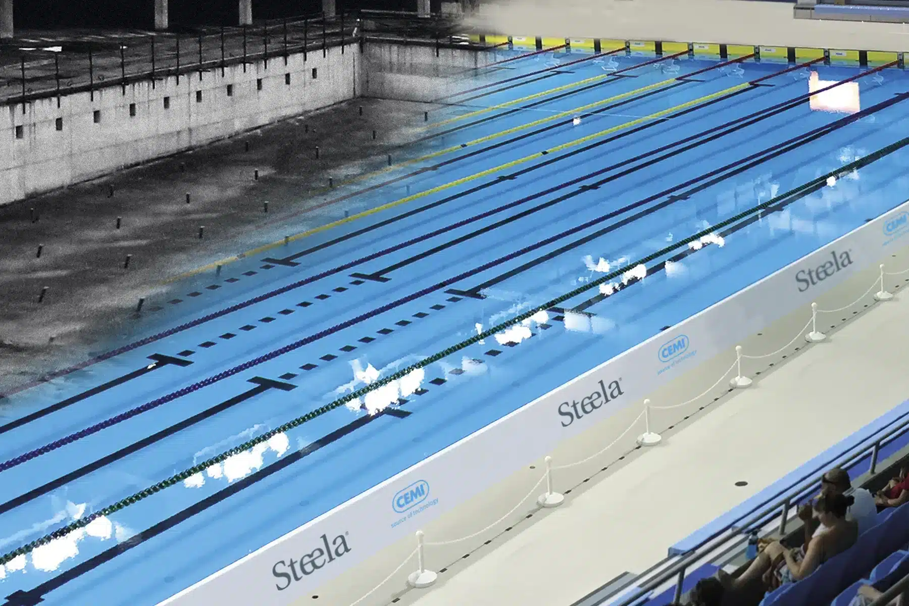 piscina sportiva con pannelli d'acciaio modulari