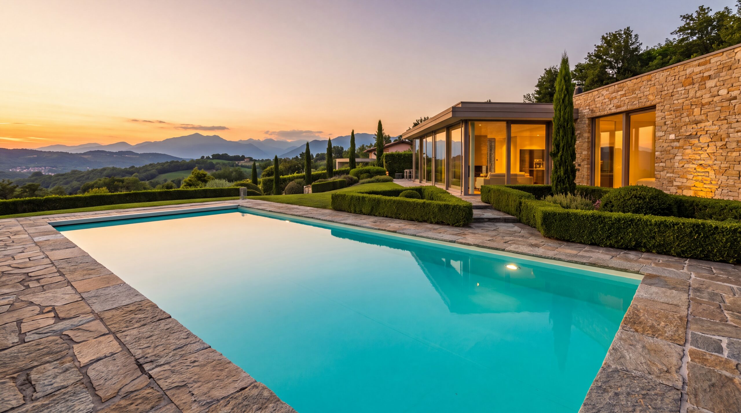 costruzione vendita piscine Varese - tramonto