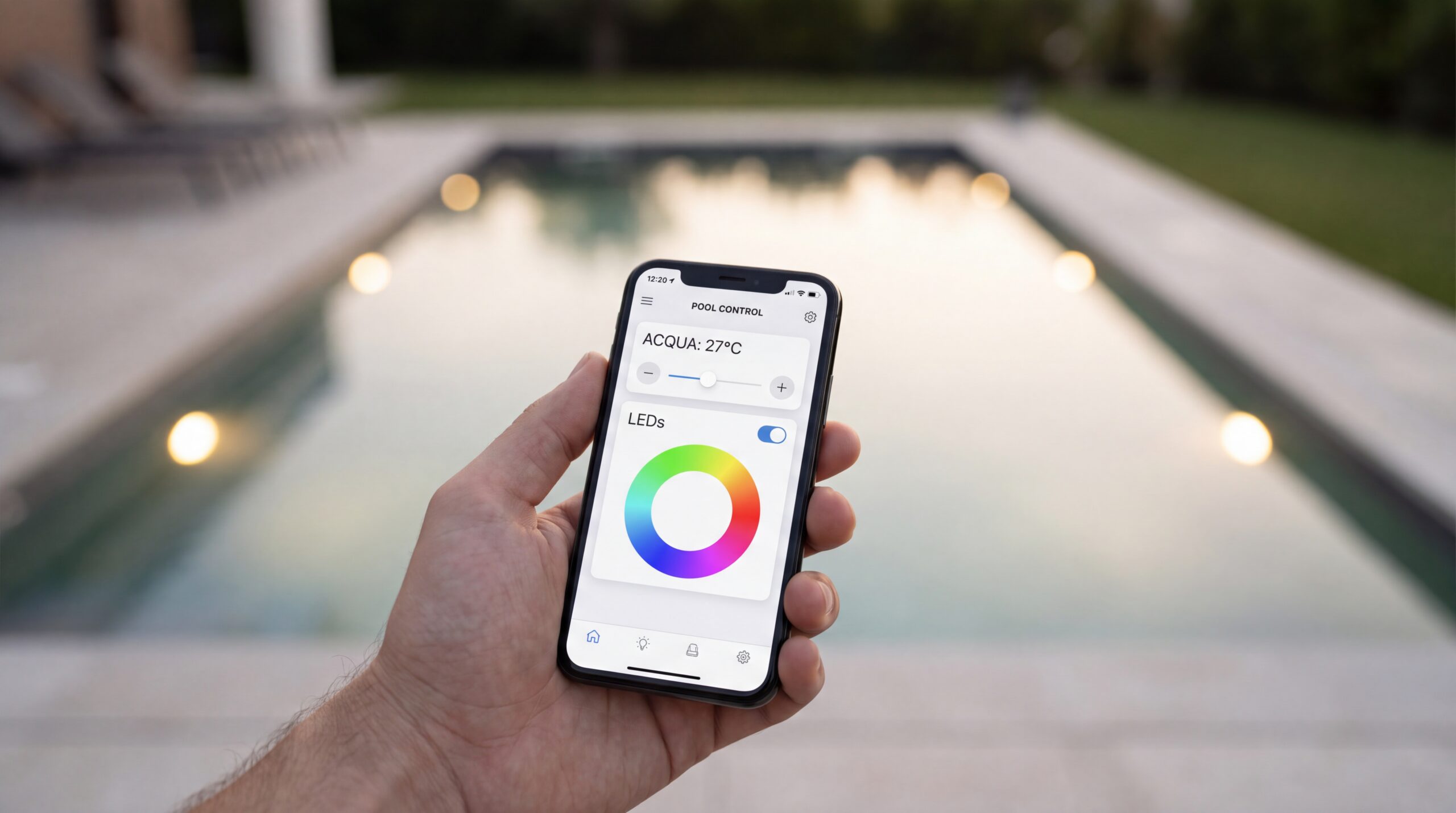 Gestione smart della piscina da app: regolazione della temperatura dell'acqua da remoto