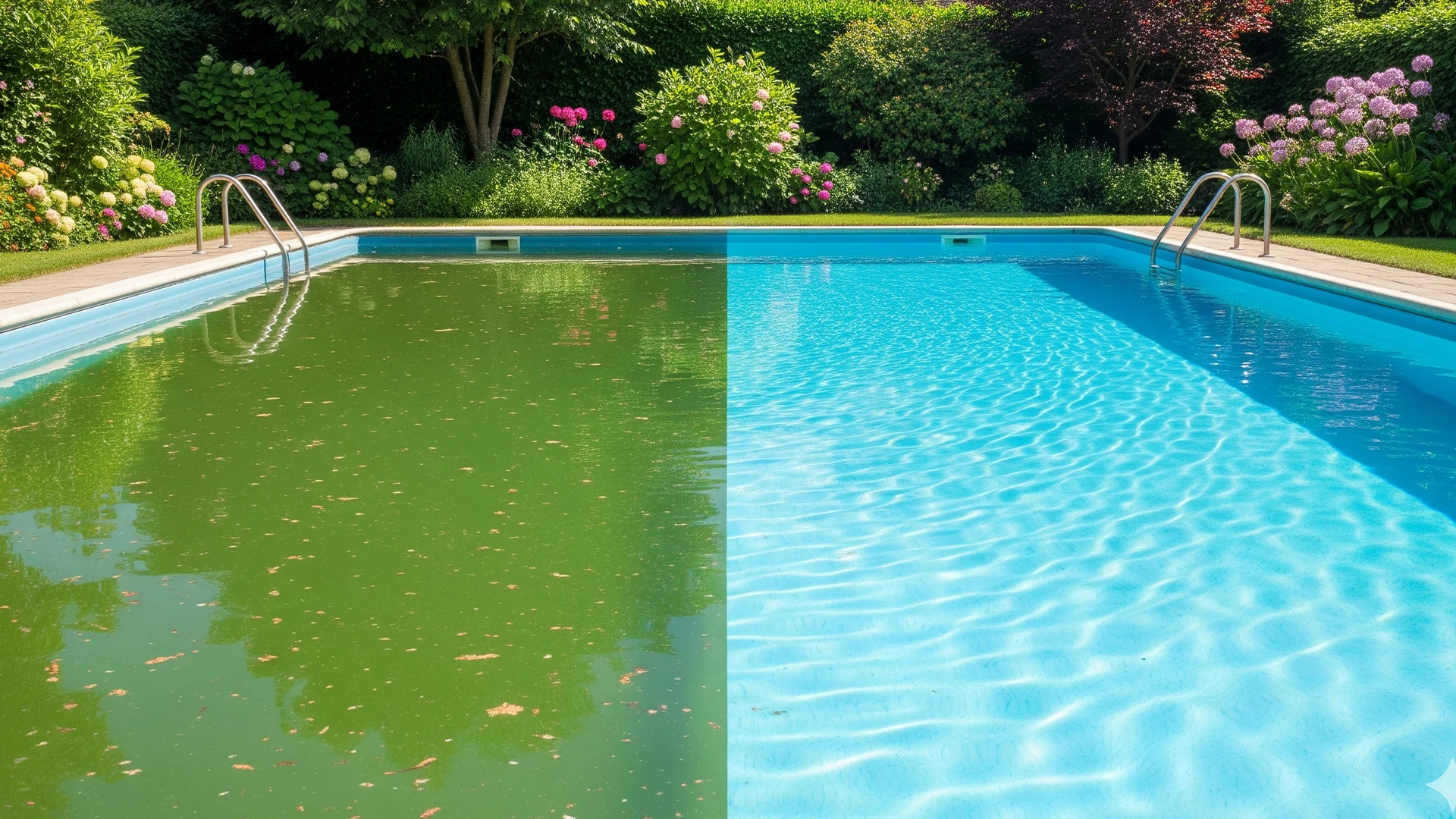 acqua verde in piscina