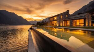 costruzione piscine Lecco - al tramonto