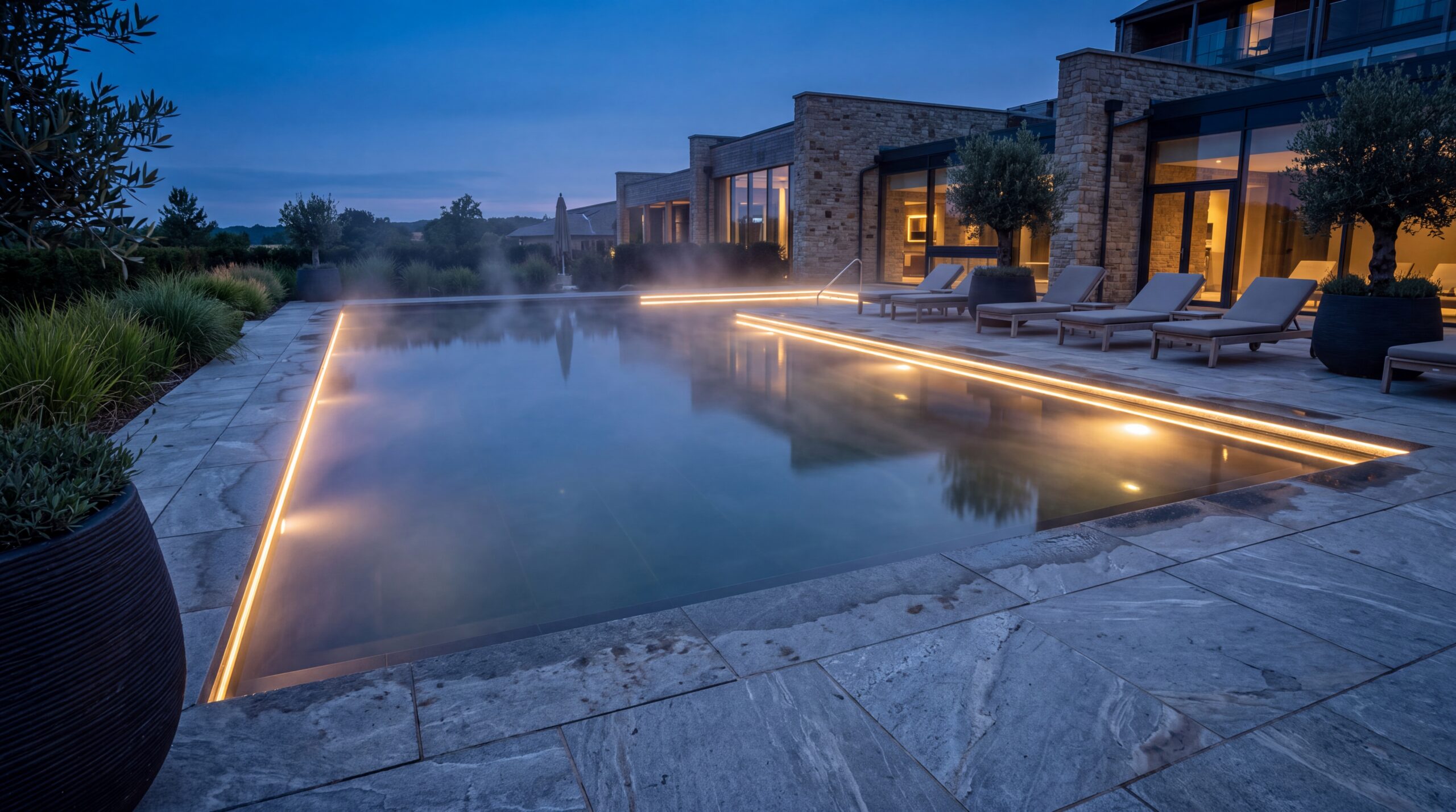 Piscina outdoor di struttura ricettiva utilizzata a fine stagione, a supporto del paragrafo sull'estensione del periodo di utilizzo.